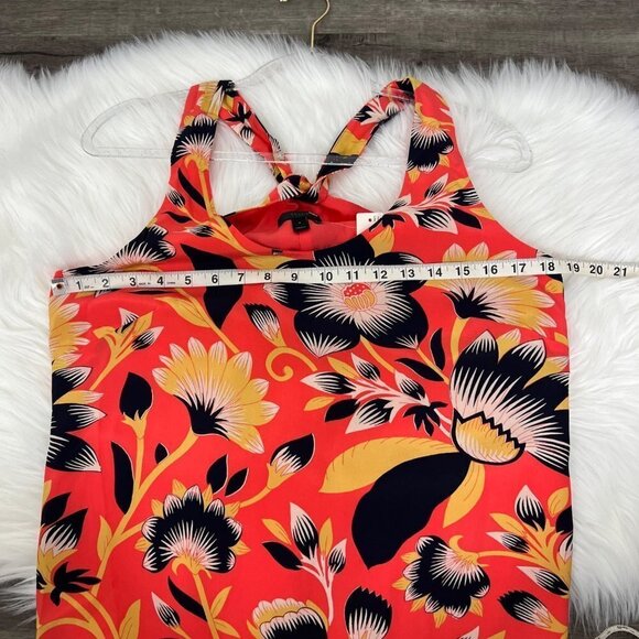J Crew Coral Floral Twist Back Sleeveless Silk Dress Womens 8 - Picture 7 of 8
